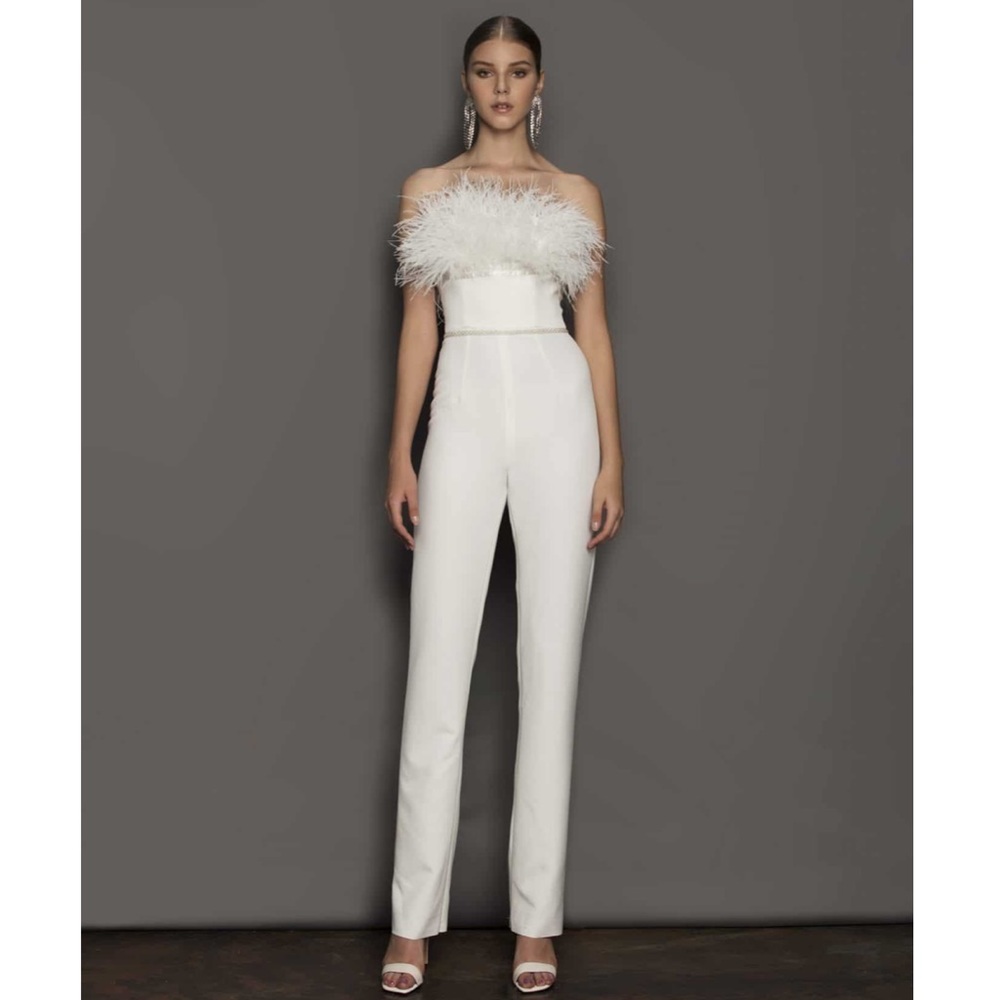 Bronx and Banco Lola Feather Jumpsuit White Party